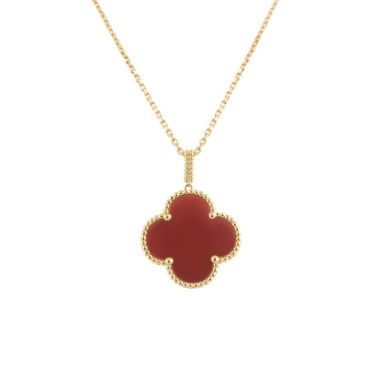 ¡®Veyra Jewelry¡¯CLOVER 25MM NECKLACE GOLD CARNELIAN