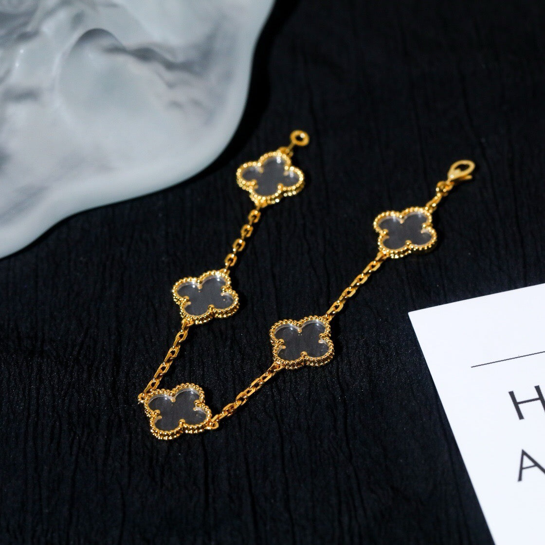 [Veyra Jewelry]New CLOVER 5 MOTIF ROCK CRYSTAL BRACELET