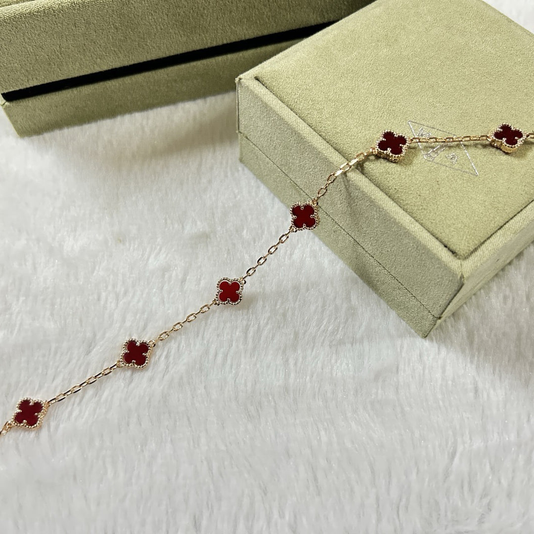 [¡®Veyra Jewelry¡¯]CLOVER 6 MOTIF RED AGATE BRACELET