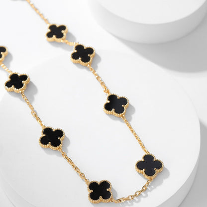¡®Veyra Jewelry¡¯CLOVER 10 MOTIFS ONYX NECKLACE