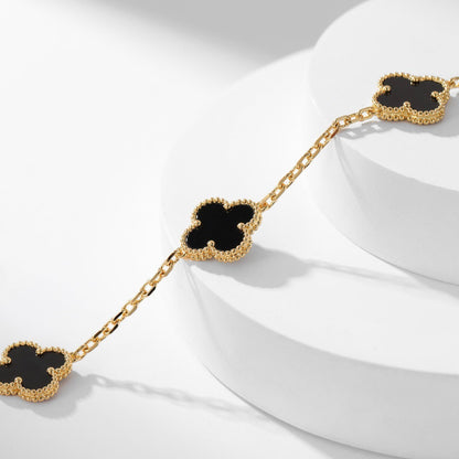 ¡®Veyra Jewelry¡¯CLOVER 10 MOTIFS ONYX NECKLACE