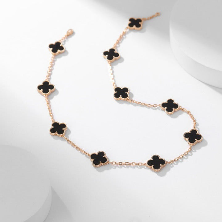 ¡®Veyra Jewelry¡¯CLOVER 10 MOTIFS ONYX NECKLACE