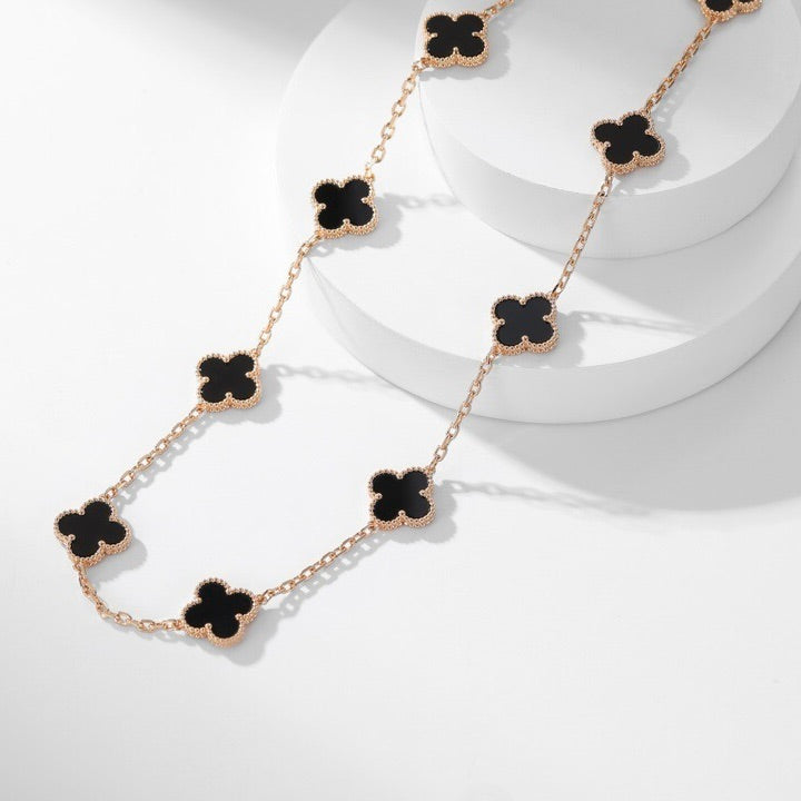 ¡®Veyra Jewelry¡¯CLOVER 10 MOTIFS ONYX NECKLACE