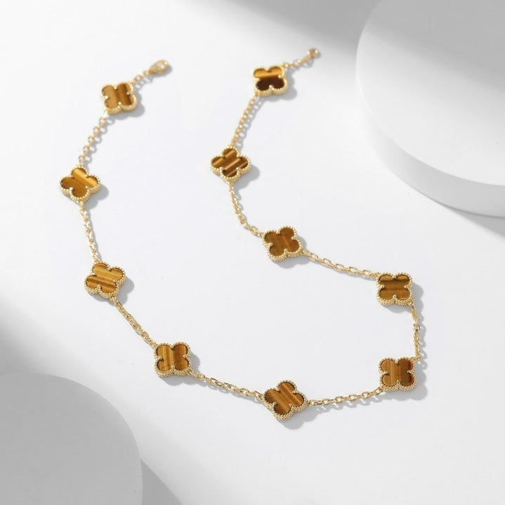 ¡®Veyra Jewelry¡¯CLOVER 10 MOTIFS TIGER EYE NECKLACE