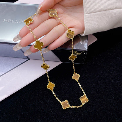 ¡®Veyra Jewelry¡¯CLOVER 10 MOTIFS TIGER EYE NECKLACE