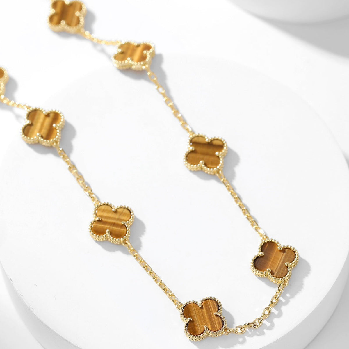 ¡®Veyra Jewelry¡¯CLOVER 10 MOTIFS TIGER EYE NECKLACE