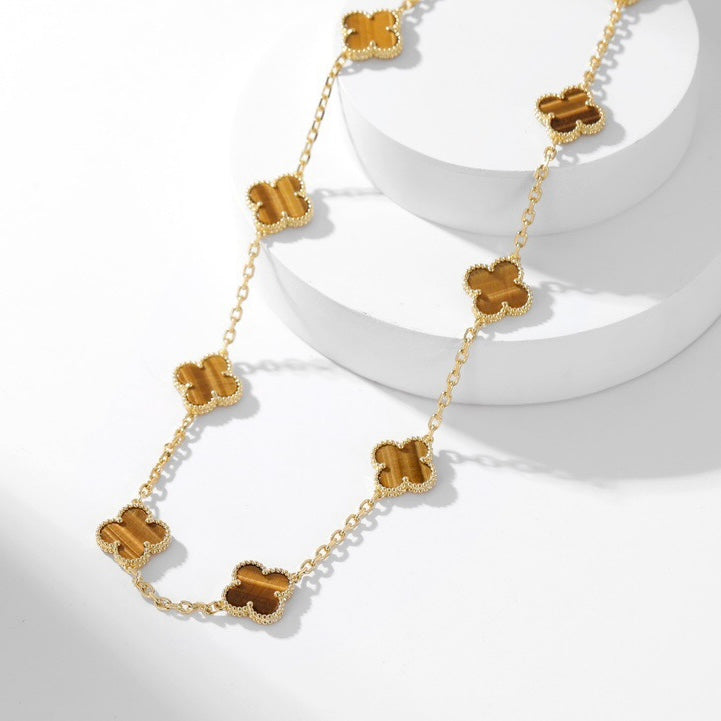 ¡®Veyra Jewelry¡¯CLOVER 10 MOTIFS TIGER EYE NECKLACE