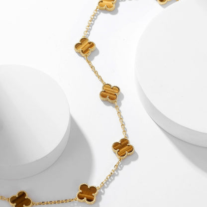 ¡®Veyra Jewelry¡¯CLOVER 10 MOTIFS TIGER EYE NECKLACE