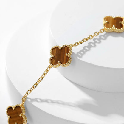 ¡®Veyra Jewelry¡¯CLOVER 10 MOTIFS TIGER EYE NECKLACE