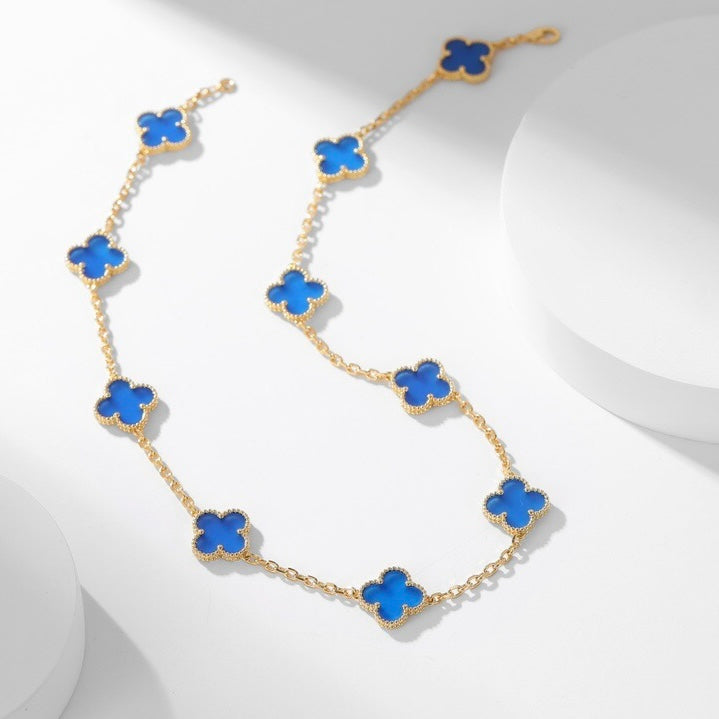 ¡®Veyra Jewelry¡¯CLOVER 10 MOTIFS BLUE AGATE NECKLACE