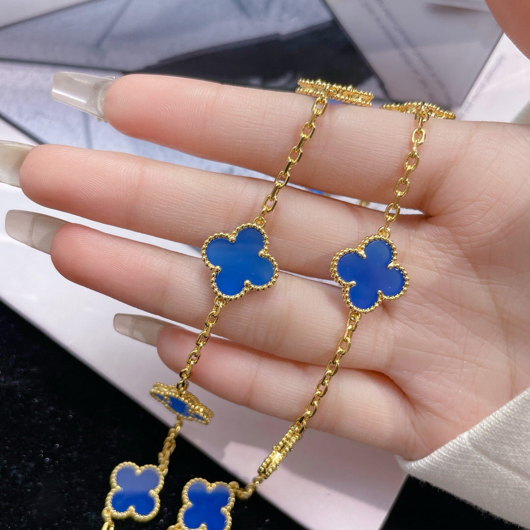 ¡®Veyra Jewelry¡¯CLOVER 10 MOTIFS BLUE AGATE NECKLACE