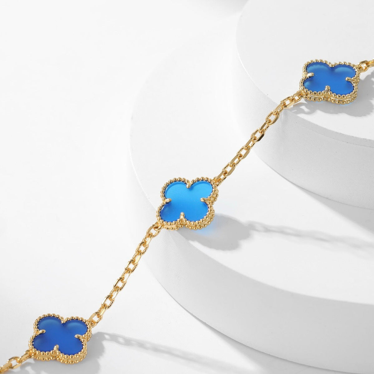 ¡®Veyra Jewelry¡¯CLOVER 10 MOTIFS BLUE AGATE NECKLACE