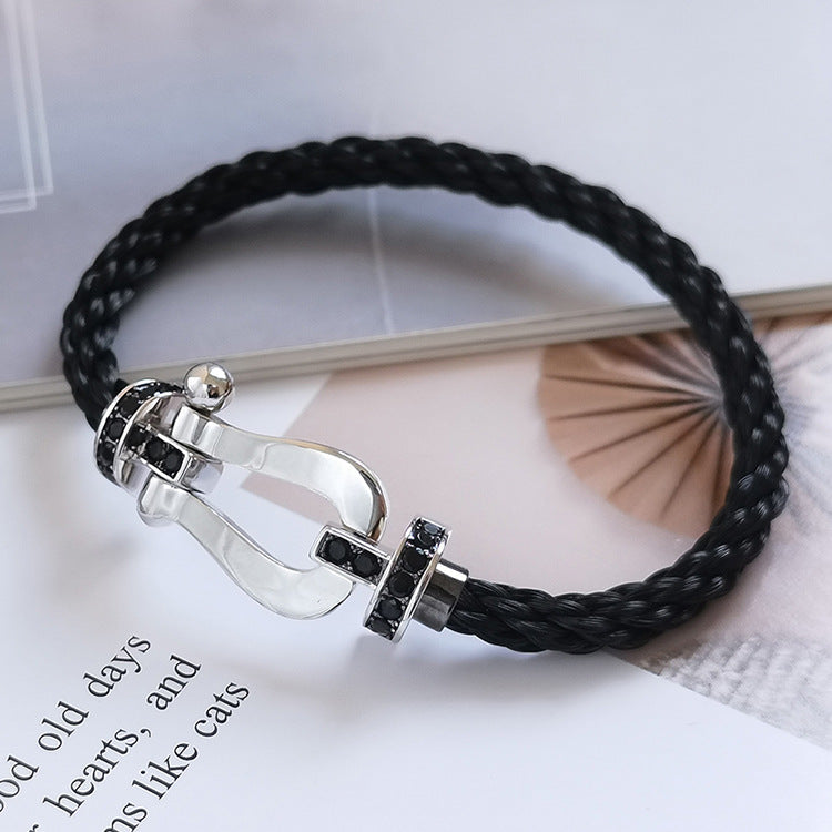 ¡®Veyra Jewelry¡¯FORCE LARGE HORSESHOE BLACK DIAMOND BRACELET SILVER