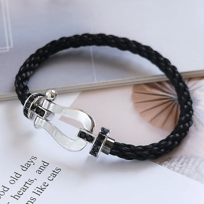 ¡®Veyra Jewelry¡¯FORCE LARGE HORSESHOE BLACK DIAMOND BRACELET SILVER
