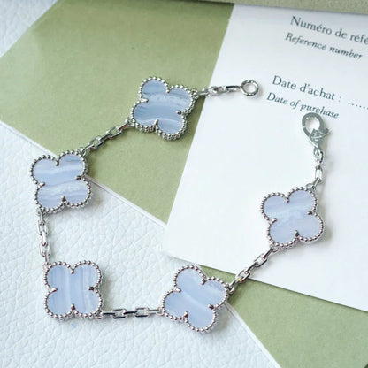 [Veyra Jewelry]New  CLOVER 5 MOTIF PURPLE CHALCEDONY BRACELET COLLECTION