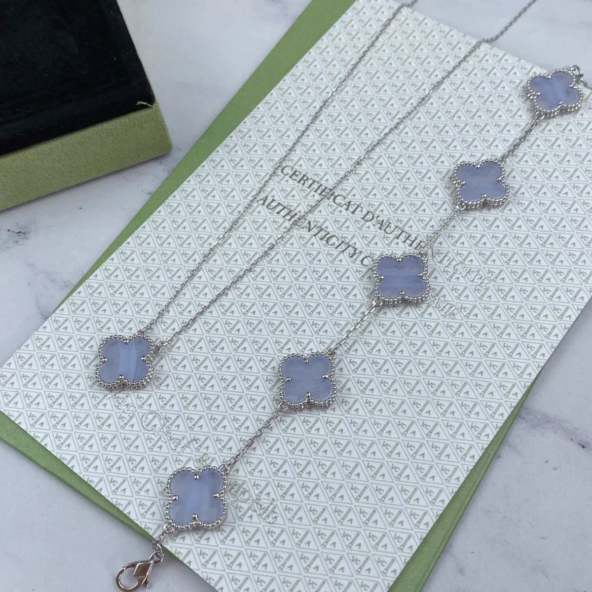[Veyra Jewelry]New  CLOVER 5 MOTIF PURPLE CHALCEDONY BRACELET COLLECTION