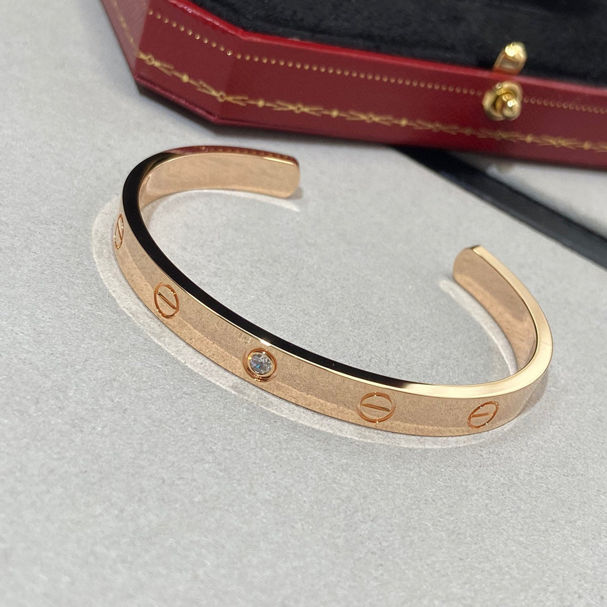 ¡®Veyra Jewelry¡¯LOVE BRACELET 6.1MM 1 DIAMOND OPEN CUFF