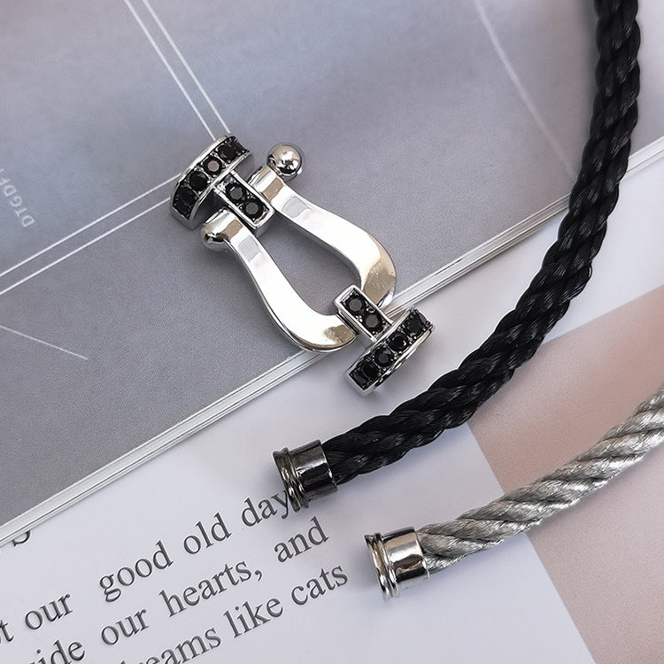 ¡®Veyra Jewelry¡¯FORCE LARGE HORSESHOE BLACK DIAMOND BRACELET SILVER