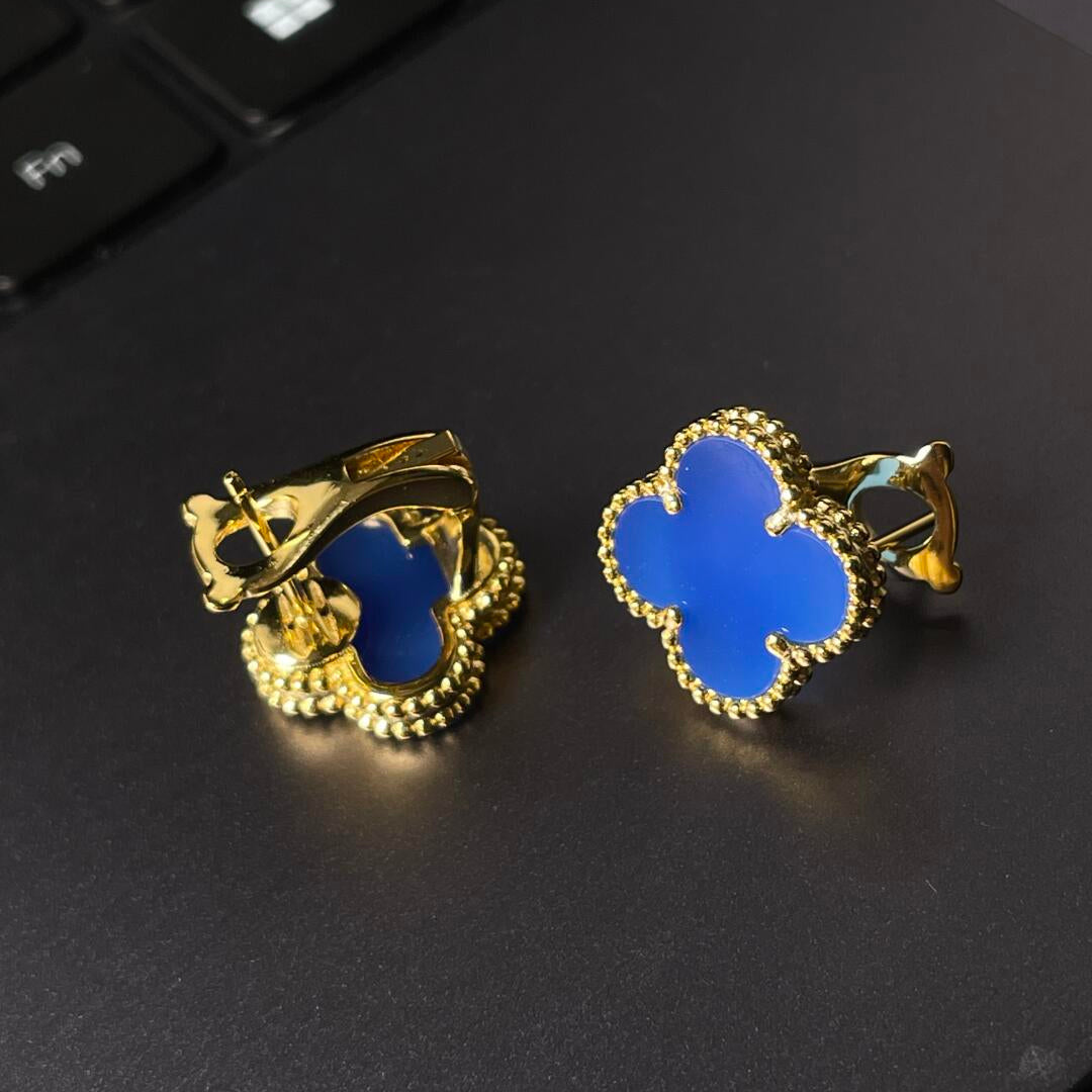 [Veyra Jewelry] CLOVER LARGE (20mm) 1 MOTIFS BLUE MOP STUD EARRINGS