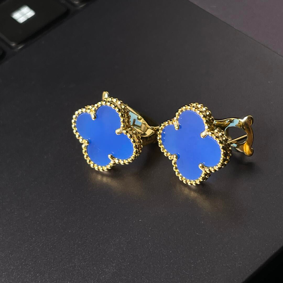 [Veyra Jewelry] CLOVER LARGE (20mm) 1 MOTIFS BLUE MOP STUD EARRINGS