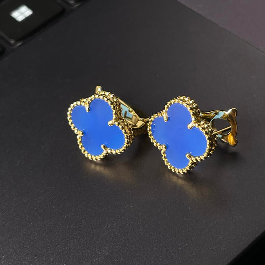 [Veyra Jewelry] CLOVER LARGE (20mm) 1 MOTIFS BLUE MOP STUD EARRINGS