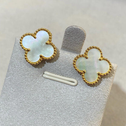 [Veyra Jewelry] CLOVER LARGE (20mm) 1 MOTIFS WHITE MOP STUD EARRINGS