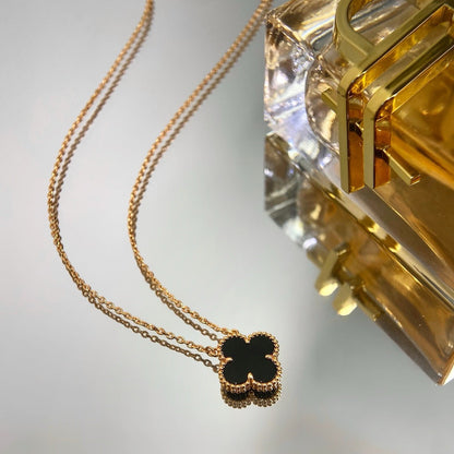 ¡®Veyra Jewelry¡¯CLOVER 15MM BLACK ONYX SINGLE FLOWER NECKLACE