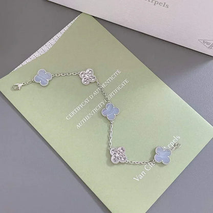 [Veyra Jewelry]New  CLOVER 5 MOTIF PURPLE CHALCEDONY BRACELET COLLECTION