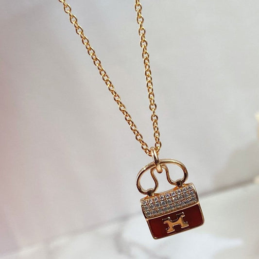 ¡®Veyra Jewelry¡¯CONSTANCE RED PEDANT PINK GOLD NECKLACE