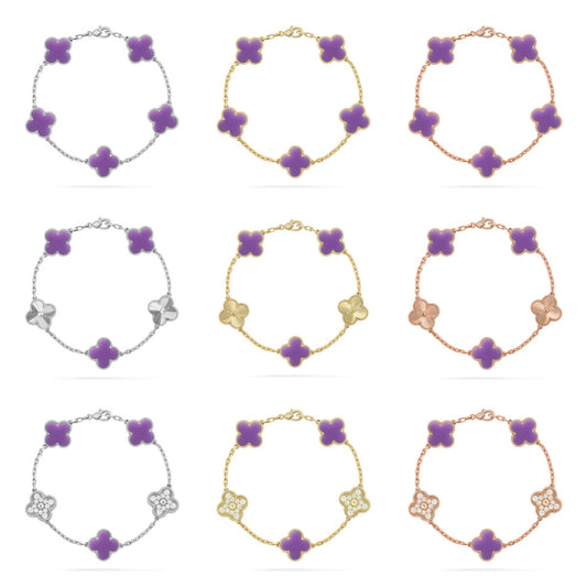 [Veyra Jewelry]New CLOVER 5 MOTIF LIGHT PURPLE BRACELET COLLECTION