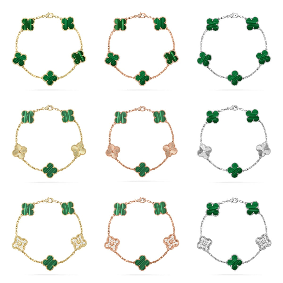 [Veyra Jewelry]New  CLOVER 5 MOTIF MALACHITE BRACELET COLLECTION