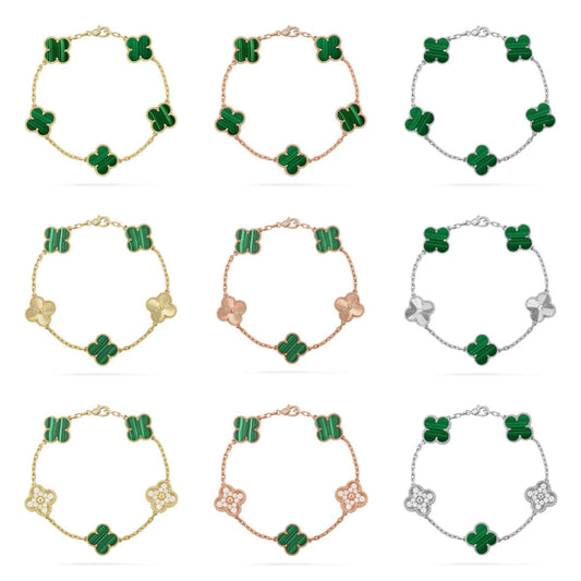 [Veyra Jewelry]New  CLOVER 5 MOTIF MALACHITE BRACELET COLLECTION