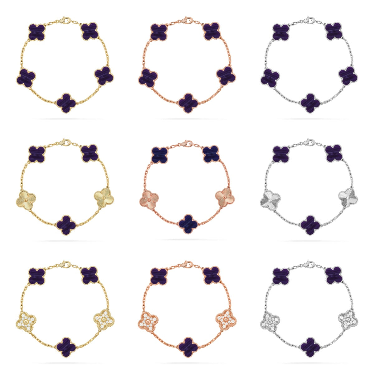 [Veyra Jewelry]New CLOVER 5 MOTIF PURPLE STRIPES BRACELET COLLECTION