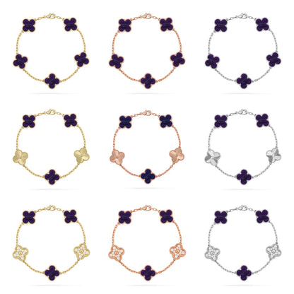 [Veyra Jewelry]New CLOVER 5 MOTIF PURPLE STRIPES BRACELET COLLECTION
