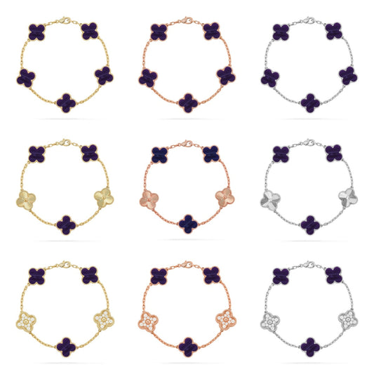 [Veyra Jewelry]New CLOVER 5 MOTIF PURPLE STRIPES BRACELET COLLECTION