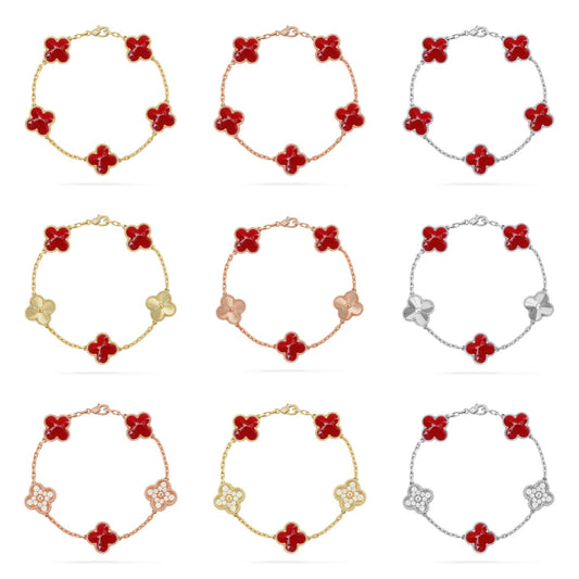 [Veyra Jewelry]New CLOVER 5 MOTIF RED PATTERN BRACELET COLLECTION