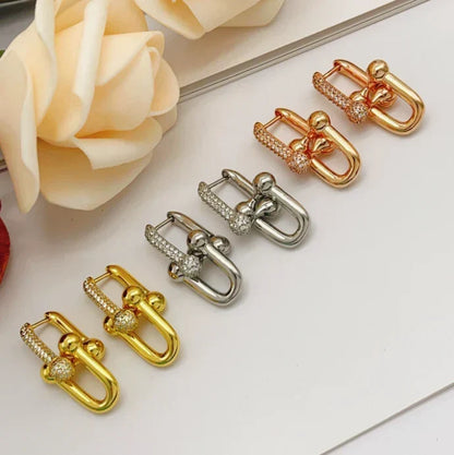 [Veyra Jewelry]TF HORSESHOE BUCKLE DIAMOND EARRINGS