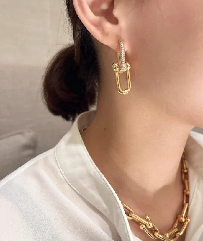 [Veyra Jewelry]TF HORSESHOE BUCKLE DIAMOND EARRINGS