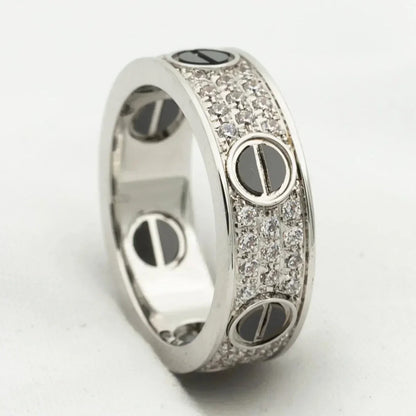 ¡®Veyra Jewelry¡¯LOVE RING 5.5MM DIAMONDS PAVED CERAMIC