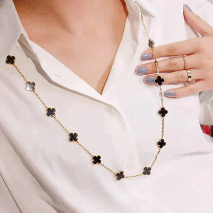 ¡®Veyra Jewelry¡¯CLOVER 20 MOTIFS ONYX NECKLACE
