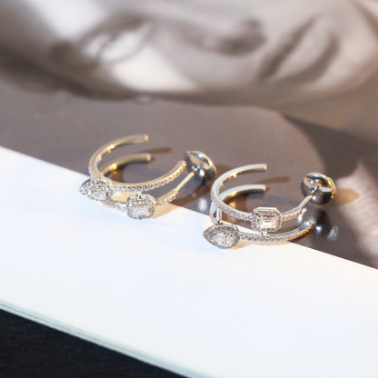[Veyra Jewelry]CREOLES MY TWIN 2 RANGS SILVER DIAMOND EARRINGS