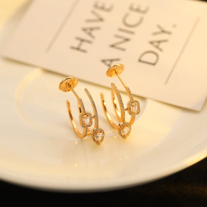 [Veyra Jewelry]CREOLES MY TWIN 2 RANGS SILVER DIAMOND EARRINGS
