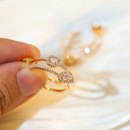 [Veyra Jewelry]CREOLES MY TWIN 2 RANGS SILVER DIAMOND EARRINGS