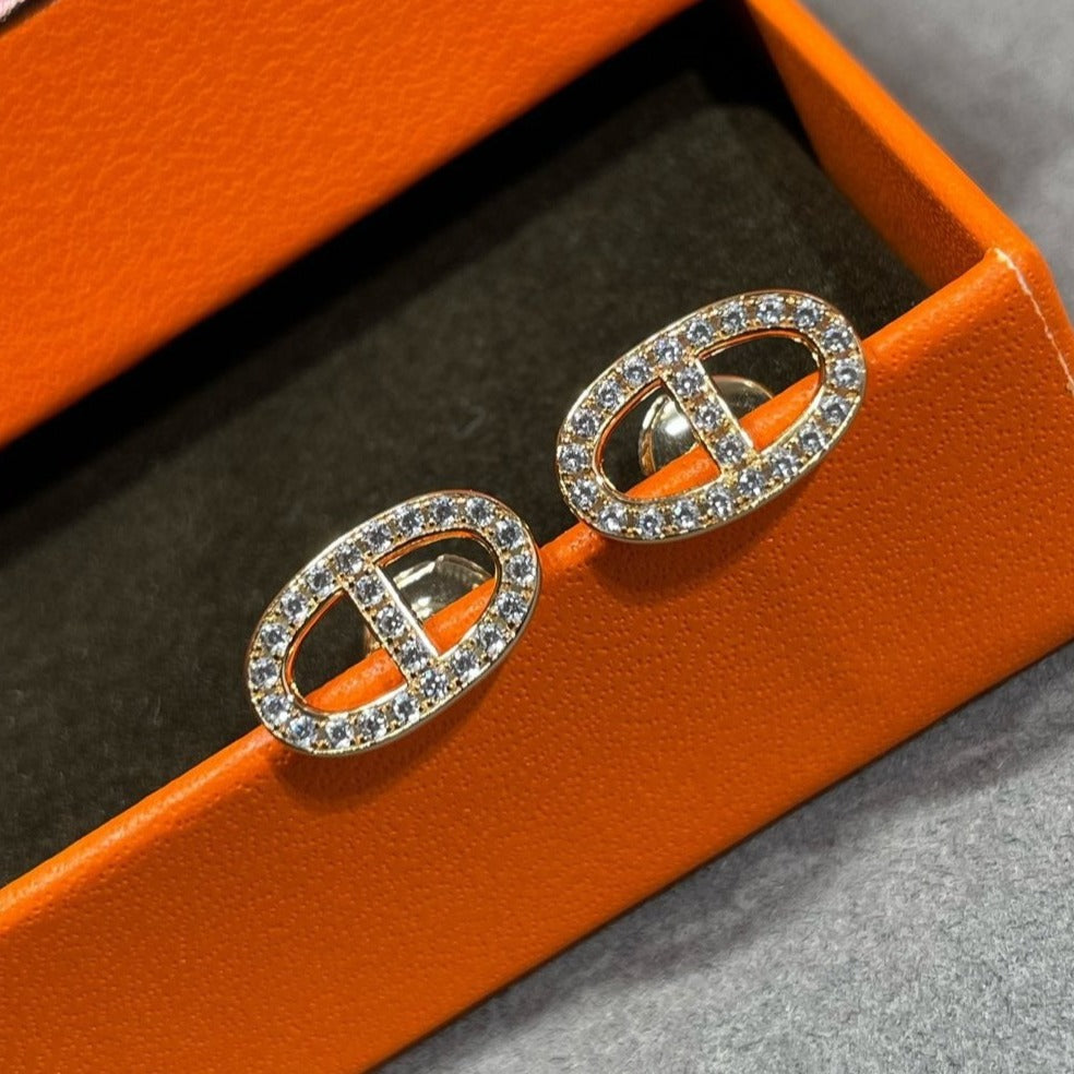 ¡®Veyra Jewelry¡¯HM FULL DIAMOND PIG NOSE STUD EARRINGS