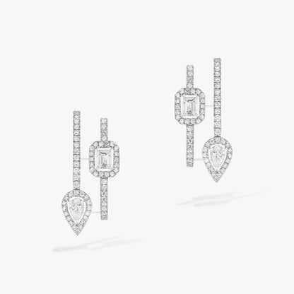 [Veyra Jewelry]CREOLES MY TWIN 2 RANGS SILVER DIAMOND EARRINGS