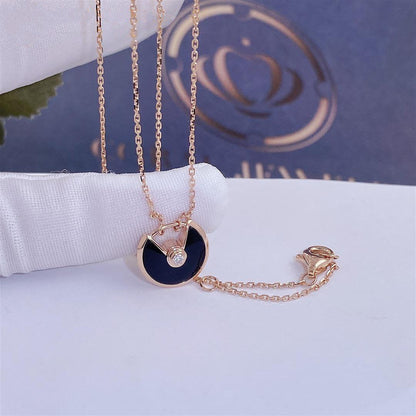¡®Veyra Jewelry¡¯AMULETTE ROSE GOLD ONYX NECKLACE