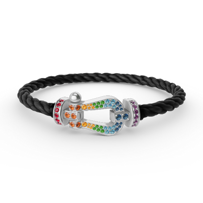 ¡®Veyra Jewelry¡¯FORC LARGE HORSESHOE  COLORED DIAMOND BRACELET SILVER