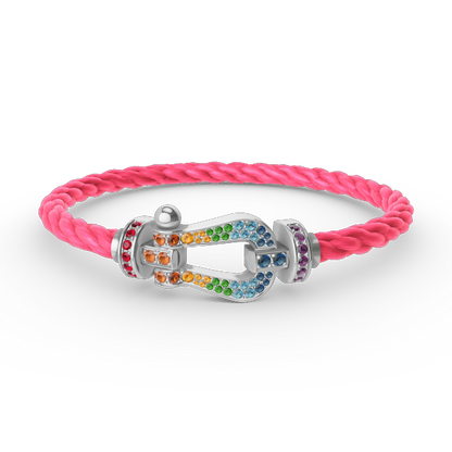 ¡®Veyra Jewelry¡¯FORC LARGE HORSESHOE  COLORED DIAMOND BRACELET SILVER