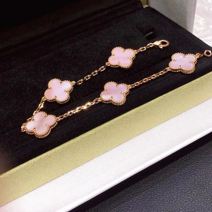 [Veyra Jewelry]CLOVER 5 MOTIFS Pink  AGATE  BRACELET