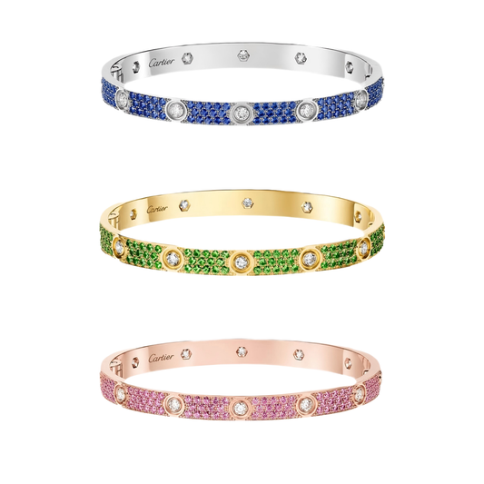 [Veyra Jewelry]2026 PAVE GEMSTONE LOVE BRACELET 6.1MM 10 DIAMONDS